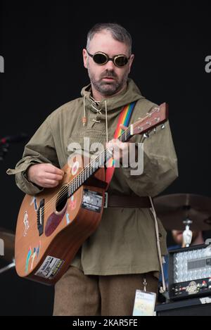 Der schottische Sänger Steve Mason tritt am 9. September 2017 auf der Bühne des OnBlackheath Festivals in London, Großbritannien, auf. (Foto von Alberto Pezzali/NurPhoto) Stockfoto