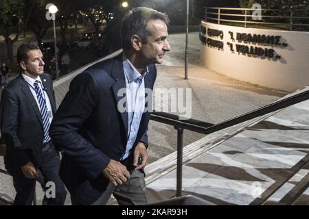 Oppositionsführer Kyriakos Mitsotakis von der konservativen griechischen politischen Partei Neue Demokratie in der Kongresshalle in Thessaloniki, Griechenland, während seiner jährlichen Rede als politischer Führer auf der internationalen Messe von Thessaloniki. (Foto von Nicolas Economou/NurPhoto) Stockfoto