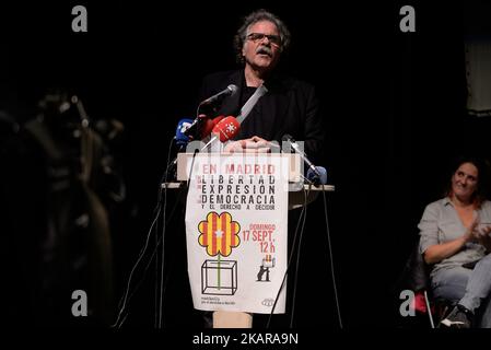 Joan Tardà, Abgeordneter des Kongresses der Republikanischen Linken in Katalonien (ERC) während des Gesetzes zur Unterstützung des Referendums der 1-O in Katalonien (Foto: Juan Carlos Lucas/NurPhoto) Stockfoto