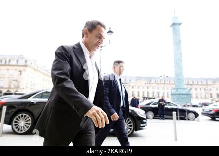 Nicolas Sarkozy trifft am 27. September 2017 im Ritz Hotel in Paris, Frankreich, ein. (Foto von Mehdi Taamallah / NurPhoto) Stockfoto