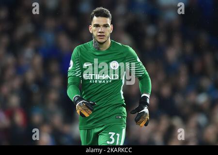 Manchester City Torwart Ederson Moraes (31) während des Premier League-Spiels zwischen Chelsea und Manchester City in Stamford Bridge, London, England am 30. September 2017. (Foto von Kieran Galvin/NurPhoto) Stockfoto