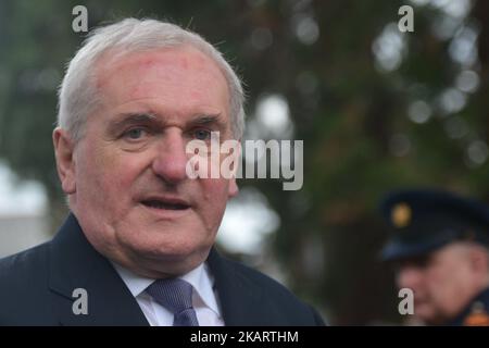 Ein ehemaliger Taoiseach Bertie Ahern verlässt den Trauerdienst des ehemaligen Taoiseach Liam Cosgrave. Am Samstag, den 7. Oktober 2017, in Rathfarnham, Dublin, Irland. Foto von Artur Widak Stockfoto