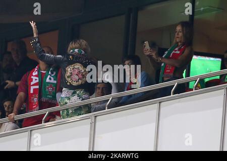 DIE US-Sängerin Madonna nimmt am 10. Oktober 2017 am FIFA Fußball-Qualifikationsspiel 2018 zwischen Portugal und der Schweiz im Luz-Stadion in Lissabon, Portugal, Teil. (Foto von Pedro Fiuza/NurPhoto) Stockfoto