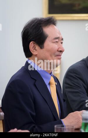 Der Sprecher der Nationalversammlung von Südkorea, Chung Sye-kyun, während des Treffens mit dem polnischen Präsidenten am 18. Oktober 2017 im Belweder-Palast in Warschau, Polen. (Foto von Mateusz Wlodarczyk/NurPhoto) Stockfoto