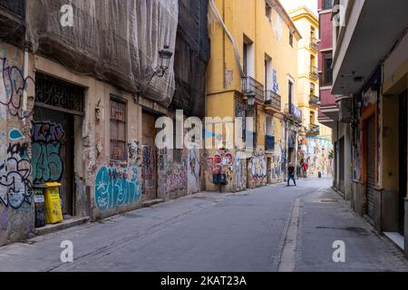 Graffiti an den Wänden, Carrer de Roteros, Valencia, Spanien Stockfoto