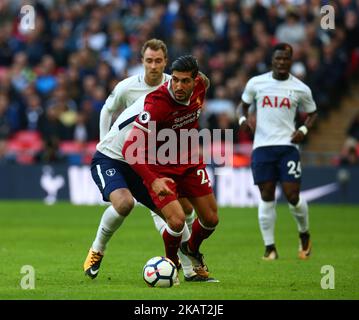 Liverpools Emre Can während des Premier League-Spiels zwischen Tottenham Hotspur und Liverpool im Wembley Stadium in London, Großbritannien, am 22. Oktober 2017. (Foto von Kieran Galvin/NurPhoto) Stockfoto