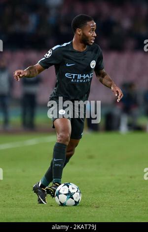 Raheem Sterling von Manchester City während des UEFA Champions League-Spiels zwischen Napoli und Manchester City im San Paolo Stadium in Neapel, Italien, am 1. November 2017. (Foto von Giuseppe Maffia/NurPhoto) Stockfoto