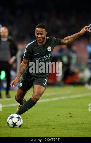 Raheem Sterling von Manchester City während des UEFA Champions League-Spiels zwischen Napoli und Manchester City im San Paolo Stadium in Neapel, Italien, am 1. November 2017. (Foto von Giuseppe Maffia/NurPhoto) Stockfoto