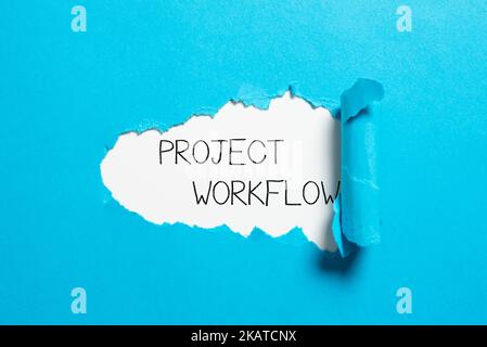 Textschild, das den Projekt-Workflow anzeigt. Konzeptfoto Bewerten Sie Ihre Fähigkeit, Blutgerinnsel angemessen zu bilden Stockfoto
