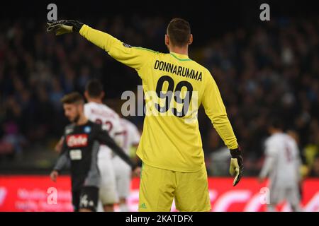 Gianluigi Donnarumma AC Mailand während des Tim-Spiels der Serie A zwischen SSC Napoli und AC Milan im Stadio San Paolo Neapel Italien am 18. November 2017. (Foto Franco Romano/NurPhoto) Stockfoto