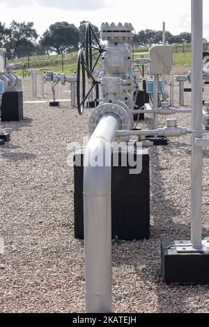 Detail von Erdgastransport-Zwischenstation. Foto von 2008. Stockfoto