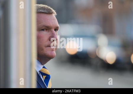 Fianna Fail's Sprecher für Finanzen, Michael McGrath TD, vor dem Leinster House in Dublin gesehen. In Dublin, Irland, am Freitag, den 24. November 2017. (Foto von Artur Widak/NurPhoto) Stockfoto