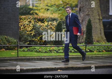 Der britische Verteidigungsminister Gavin Williamson kommt am 28. November 2017 zur wöchentlichen Kabinettssitzung in London in der Downing Street an. (Foto von Alberto Pezzali/NurPhoto) Stockfoto