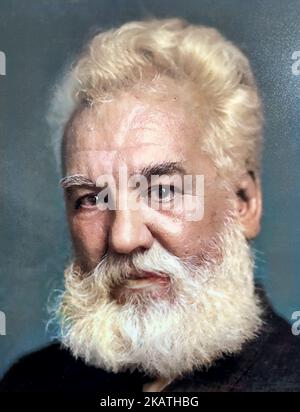 ALEXANDER GRAHAM BELL (1847-1922) schottischer Wissenschaftler und Erfinder, der das erste praktische Telefon schuf Stockfoto