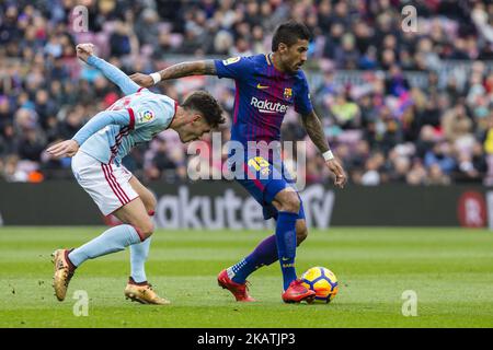 FC Barcelona Mittelfeldspieler Paulino (15) während des Spiels zwischen FC Barcelona gegen Celta de Vigo, für die Runde 14 der Liga Santander, spielte am 2.. Dezember 2017 im Camp Nou Stadium in Barcelona, Spanien. -- (Foto von Urbanandsport/NurPhoto) Stockfoto