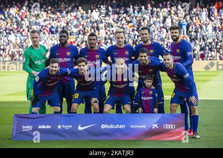 FC Barcelona Startmannschaft während des Spiels zwischen FC Barcelona und Celta de Vigo, für die Runde 14 der Liga Santander, gespielt im Camp Nou Stadion am 2.. Dezember 2017 in Barcelona, Spanien. -- (Foto von Urbanandsport/NurPhoto) Stockfoto