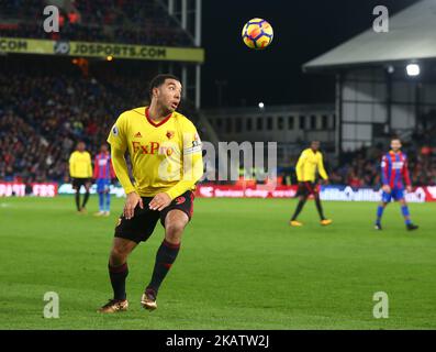 Watfords Troy Deeney beim Premier League-Spiel zwischen Crystal Palace und Watford im Selhurst Park Stadium, London, England 12. Dezember 2017. (Foto von Kieran Galvin/NurPhoto) Stockfoto