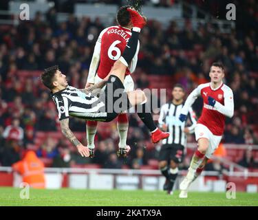 Joselu von Newcastle United während des Premier League-Spiels zwischen Arsenal und Newcastle United im Emirates Stadium in London, Großbritannien, am 16. Dezember 2017. (Foto von Kieran Galvin/NurPhoto) Stockfoto