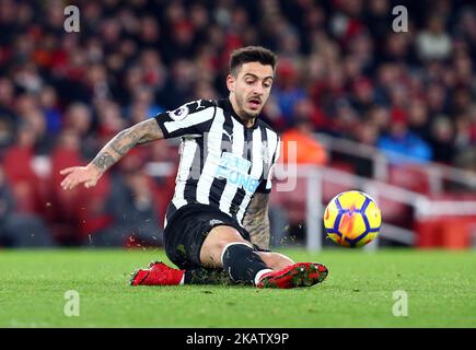 Joselu von Newcastle United während des Premier League-Spiels zwischen Arsenal und Newcastle United im Emirates Stadium in London, Großbritannien, am 16. Dezember 2017. (Foto von Kieran Galvin/NurPhoto) Stockfoto