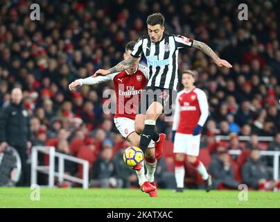 Joselu von Newcastle United während des Premier League-Spiels zwischen Arsenal und Newcastle United im Emirates Stadium in London, Großbritannien, am 16. Dezember 2017. (Foto von Kieran Galvin/NurPhoto) Stockfoto