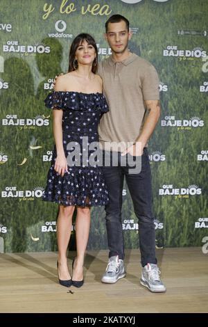 Die spanische Schauspielerin Macarena Garcia und der Schauspieler Joel Bosqued nehmen am 19. Dezember 2017 an der Fotozelle „Que Baje Dios Y Lo Vea“ im Urso Hotel in Madrid, Spanien, Teil. (Foto von Oscar Gonzalez/NurPhoto) Stockfoto