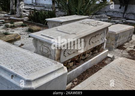 Jüdischer Friedhof in der Stadt Tanger (Tanger), Marokko, Afrika. (Foto von Creative Touch Imaging Ltd./NurPhoto) Stockfoto