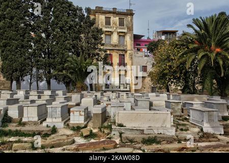 Jüdischer Friedhof in der Stadt Tanger (Tanger), Marokko, Afrika. (Foto von Creative Touch Imaging Ltd./NurPhoto) Stockfoto