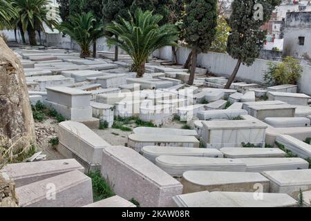 Jüdischer Friedhof in der Stadt Tanger (Tanger), Marokko, Afrika. (Foto von Creative Touch Imaging Ltd./NurPhoto) Stockfoto