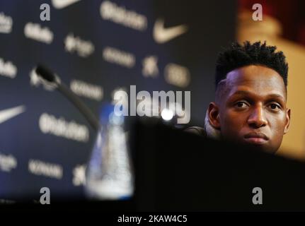 Präsentation von Yerry Mina als neuer Spieler des FC Barcelona, in Barcelona, am 13. Januar 2018. (Foto von Urbanandsport/NurPhoto) Stockfoto