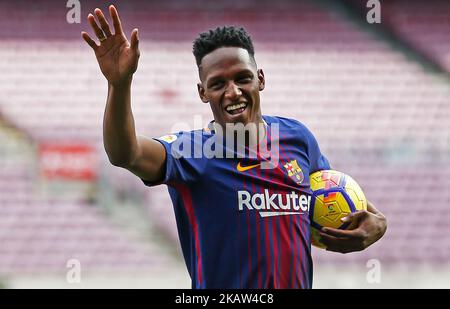 Präsentation von Yerry Mina als neuer Spieler des FC Barcelona, in Barcelona, am 13. Januar 2018. (Foto von Urbanandsport/NurPhoto) Stockfoto