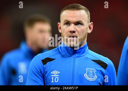 Evertons Wayne Rooney erwärmt sich während des Premier League-Spiels zwischen Tottenham Hotspur und Everton im Wembley Stadium, London England am 13. Januar 2018 (Foto: Kieran Galvin/NurPhoto) Stockfoto