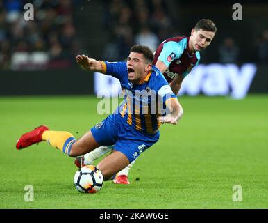 Während des Antwortkampfs der FA Cup 3.-Runde zwischen West Ham United und Shrewsbury Town im London Stadium, Queen Elizabeth II Olympic Park in London, Großbritannien, am 16. Januar 2018. (Foto: Kieran Galvin/NurPhoto) Stockfoto