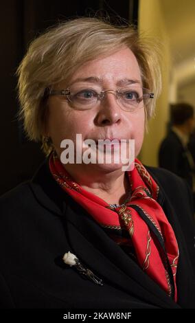 Malgorzata Gersdorf (erster Präsident des Obersten Gerichtshofs von Polen) am 30. November 2017 in Warschau, Polen. Malgorzata Gersdorf wurde am 23. Januar 2018 anstelle von Dariusz Zawistowski, der eine Woche zuvor zurückgetreten war, zum neuen Vorsitzenden des polnischen Nationalrats der Justiz gewählt. (Foto von Mateusz Wlodarczyk/NurPhoto) Stockfoto