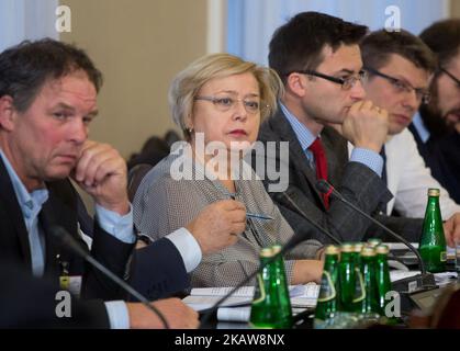 Malgorzata Gersdorf (erster Präsident des Obersten Gerichtshofs von Polen) am 30. November 2017 in Warschau, Polen. Malgorzata Gersdorf wurde am 23. Januar 2018 anstelle von Dariusz Zawistowski, der eine Woche zuvor zurückgetreten war, zum neuen Vorsitzenden des polnischen Nationalrats der Justiz gewählt. (Foto von Mateusz Wlodarczyk/NurPhoto) Stockfoto