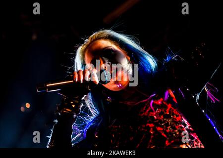 Alissa White-Gluz ot die schwedische Melodic Death Metal Band Arch Enemy tritt am 17. Januar 2018 live im Alcatraz in Mailand auf. (Foto von Mairo Cinquetti/NurPhoto) Stockfoto