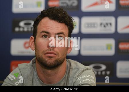 Mark Cavendish aus Großbritannien vom Dimension Data Team während einer Pressekonferenz am Vorabend der Dubai Tour 2018, die vom 6.. Bis 10.. Februar stattfinden wird. Am Montag, den 5. Februar 2018, in Dubai, Vereinigte Arabische Emirate. (Foto von Artur Widak/NurPhoto) Stockfoto