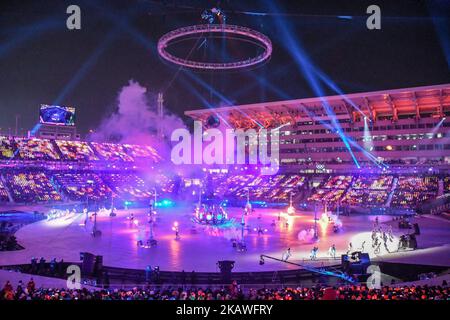 Eröffnungszeremonie bei den olympischen winterspielen 2018 in Pyeongchang im Pyeongchang olympiastadion, Pyeongchang, Südkorea. 09. Februar 2018. Ulrik Pedersen/NurPhoto (Foto von Ulrik Pedersen/NurPhoto) Stockfoto