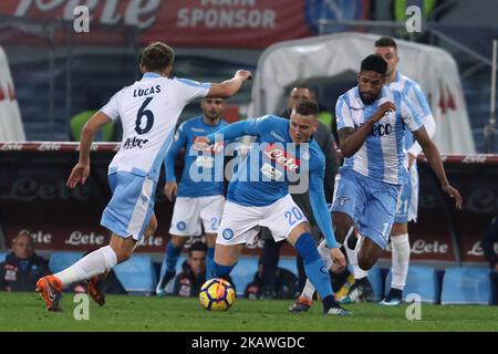 PIOTR ZIELINSKI (SSC Napoli) während der italienischen Serie A Fußball SSC Napoli gegen SS Lazio im Stadion S. Paolo in Neapel am 10. Februar 2018 (Foto von Paolo Manzo/NurPhoto) Stockfoto