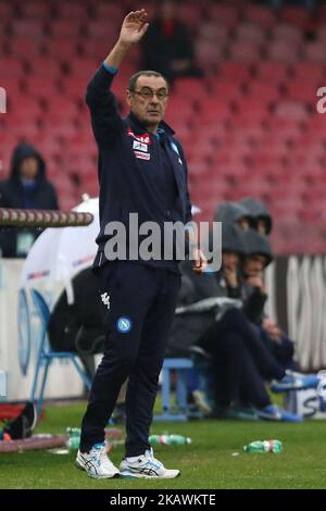 Maurizio Sarri (SSC Napoli) während des italienischen Fußballs der Serie A SSC Napoli gegen Spal im Stadion S. Paolo in Neapel am 18. Februar 2018 (Foto von Paolo Manzo/NurPhoto) Stockfoto