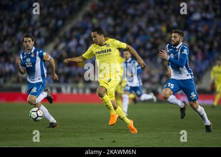 09 Bacca aus Kolumbien vom FC Villarreal während des La Liga-Spiels zwischen RCD Espanyol und Villarreal CF am 18. Februar 2018 im RCD-Stadion in Barcelona. (Foto von Xavier Bonilla/NurPhoto) Stockfoto