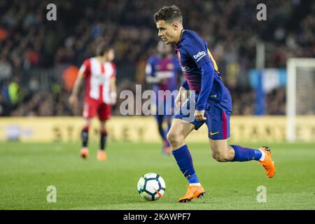 FC Barcelona Mittelfeldspieler Philippe Coutino (14) während des Spiels zwischen FC Barcelona und Girona, für die Runde 25 der Liga Santander, spielte am 24.. Februar 2018 im Camp Nou Stadium in Barcelona, Spanien. -- (Foto von Urbanandsport/NurPhoto) Stockfoto