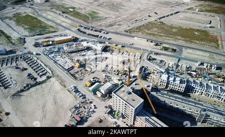 Eine Luftaufnahme des neuen Wohnbaus in der Entwicklung Stockfoto