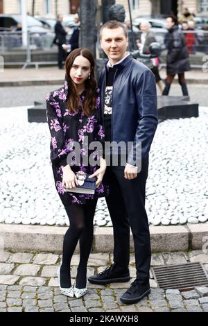Zoe Swicord Kazan und Paul Dano besuchen die Miu Miu Show im Rahmen der Paris Fashion Week Womenswear Herbst/Winter 2018/2019 am 6. März 2018 in Paris, Frankreich. (Foto von Mehdi Taamallah/NurPhoto) Stockfoto