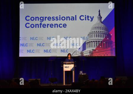 Jessica Rosenworcel, Kommissarin der Federal Communications Commission, spricht auf der Kongress-Stadtkonferenz der National League of Cities am 12. März 2018 in Washington, DC (Foto: Kyle Mazza/NurPhoto) Stockfoto