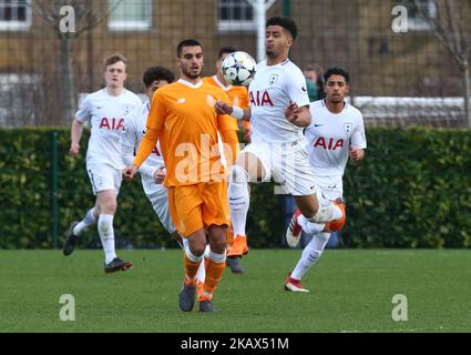 Tottenham Hotspur U19s Keanan Bennetts während des UEFA Youth League - Quarter - Finales Spiel zwischen Tottenham Hotspur U19s und FC Porto U19s im Tottenham Hotspur Training Center, in London, Großbritannien, am 13. März 2018. (Foto von Kieran Galvin/NurPhoto) Stockfoto