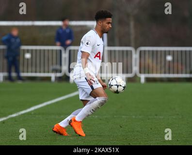 Tottenham Hotspur U19s Keanan Bennetts während des UEFA Youth League - Quarter - Finales Spiel zwischen Tottenham Hotspur U19s und FC Porto U19s im Tottenham Hotspur Training Center, in London, Großbritannien, am 13. März 2018. (Foto von Kieran Galvin/NurPhoto) Stockfoto