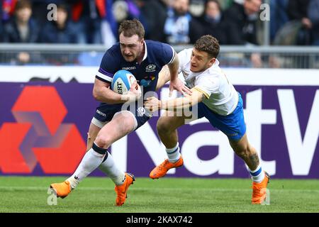 Rugby NatWest 6 Nationen: Italien gegen Schottland Stuart Hogg aus Schottland versucht es am 17. März 2017 im Olimpico Stadium in Rom, Italien. (Foto von Matteo Ciambelli/NurPhoto) Stockfoto