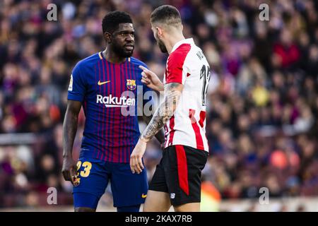 BARCELONA, SPANIEN - 18. MÄRZ: 23 Umiti aus Kamerun des FC Barcelona während des La Liga-Spiels zwischen dem FC Barcelona und Atletic de Bilbao im Camp Nou Stadium in Barcelona am 18. März 2018. (Foto von Xavier Bonilla/NurPhoto) Stockfoto