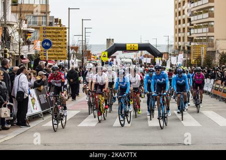 Start der Führung durch 02 QUINTANA, Nairo (COL) von MOVISTAR TEAM Radfahren: 98. Volta Ciclista a Catalunya 2018 / Etappe 1 Calella - Calella von 152,3km während der Tour of Catalunya, 19.. März 2018 in Calella, Spanien. (Foto von Xavier Bonilla/NurPhoto) Stockfoto