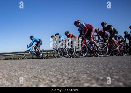 Das Hauptfeld unter der Führung des MOVISTAR-TEAMS (ESP) während der 98. Volta Ciclista a Catalunya 2018 / Etappe 3 Sant Cugat - Camprodon von 153km während der Tour of Catalunya, 21.. März 2018 in Coll de Bracons, Spanien. (Foto von Xavier Bonilla/NurPhoto) Stockfoto